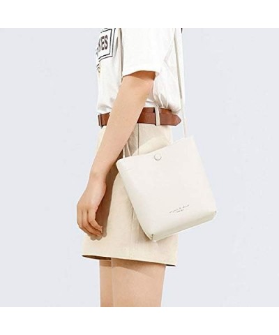 Women Bucket Bag Faux Leather Crossbody Shoulder Bag Small Tote Purse Cream $19.87 Totes