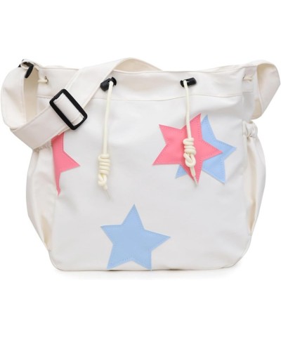 Large Canvas Star Pattern Crossbody Bag for Women Casual Hobo Shoulder Bag Drawstring Y2K Star Hobo Bags Satchel Bag Purses W...