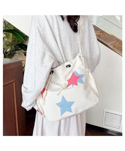 Large Canvas Star Pattern Crossbody Bag for Women Casual Hobo Shoulder Bag Drawstring Y2K Star Hobo Bags Satchel Bag Purses W...