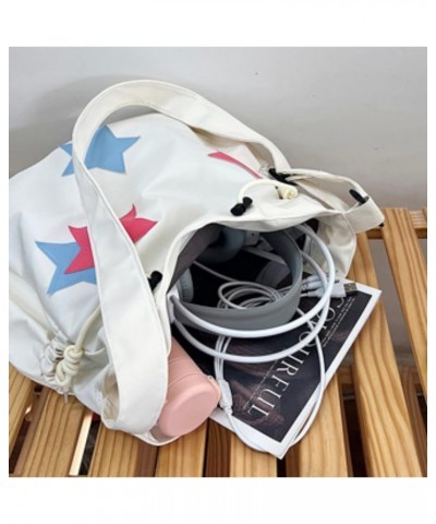 Large Canvas Star Pattern Crossbody Bag for Women Casual Hobo Shoulder Bag Drawstring Y2K Star Hobo Bags Satchel Bag Purses W...