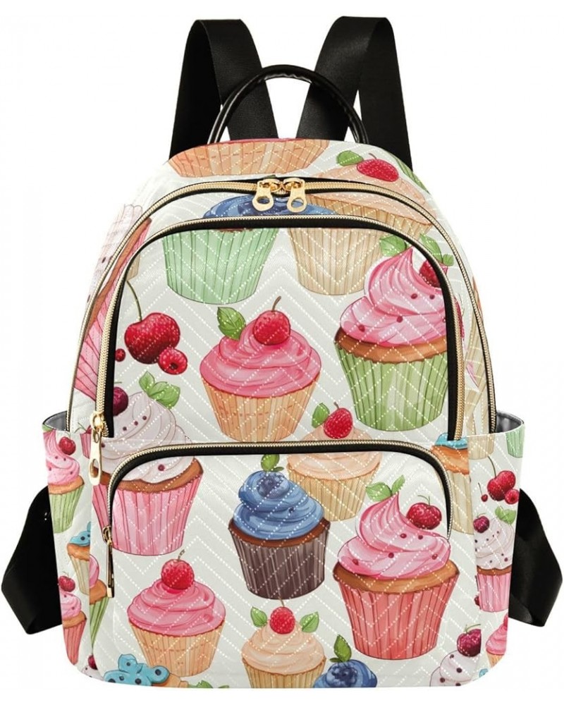 Cupcake Motif Women Daypack Purse, Womens Casual Daypack, Women's Travel Backpack for Airplane, S Cupcake Motif-1 Small $13.5...