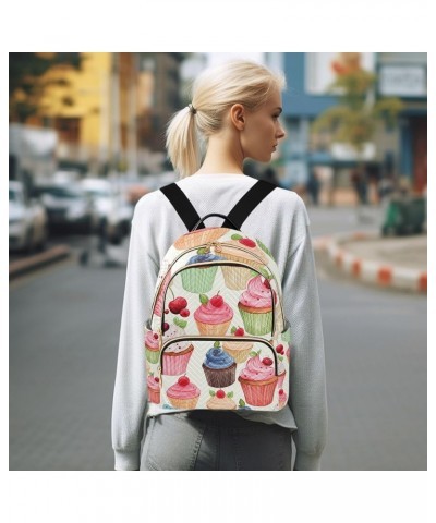 Cupcake Motif Women Daypack Purse, Womens Casual Daypack, Women's Travel Backpack for Airplane, S Cupcake Motif-1 Small $13.5...