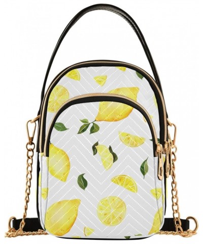 Watercolour Lemon Crossbody Bag for Women Cell Phone Purse Wallet with Removable Chain Shoulder Handbag for Work Travel Phone...