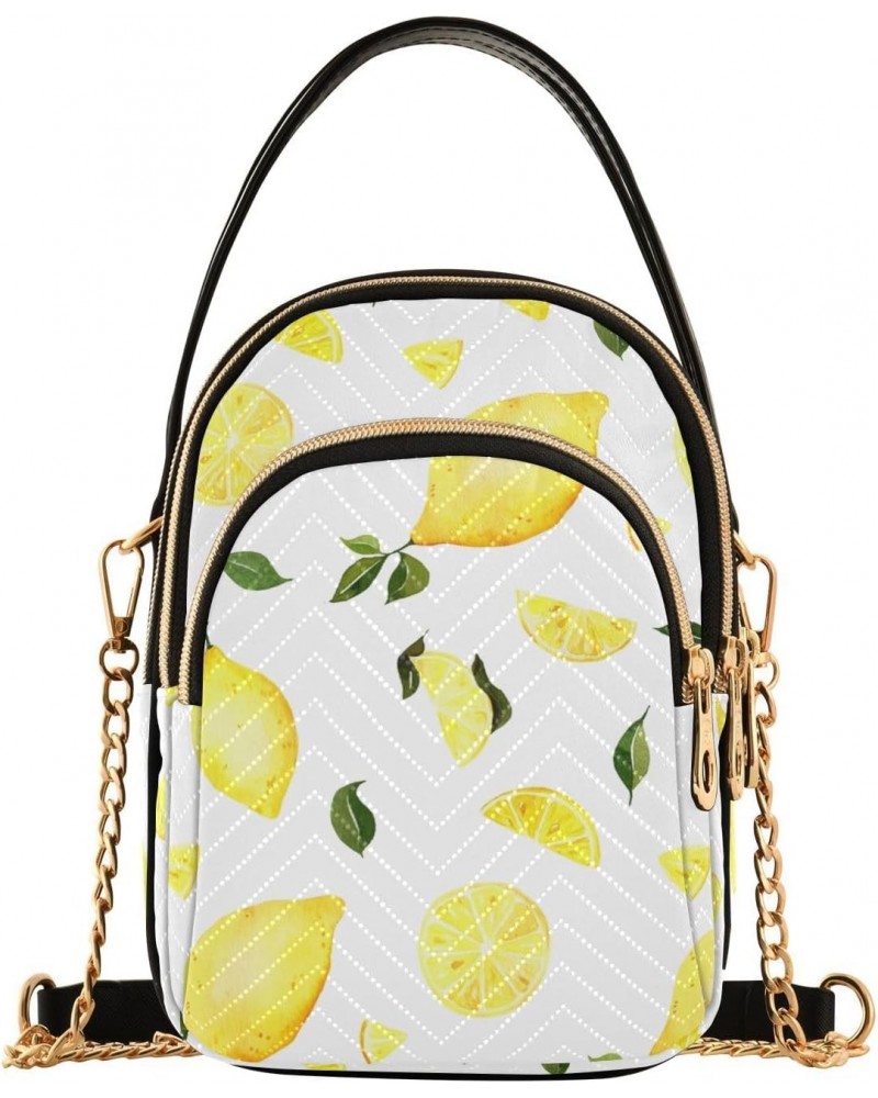 Watercolour Lemon Crossbody Bag for Women Cell Phone Purse Wallet with Removable Chain Shoulder Handbag for Work Travel Phone...