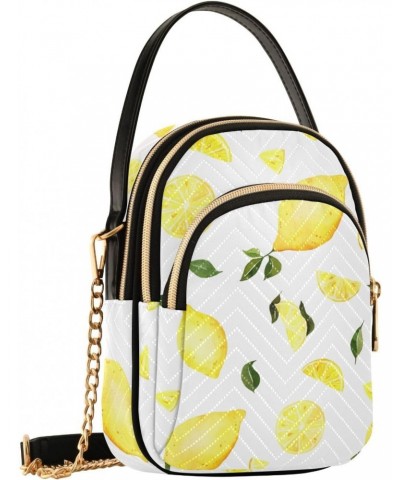 Watercolour Lemon Crossbody Bag for Women Cell Phone Purse Wallet with Removable Chain Shoulder Handbag for Work Travel Phone...