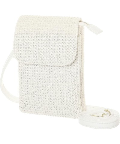 Roomy Pockets Small Crossbody Bags Cell Phone Wallet Purses for Women Grass Weaving White $18.21 Crossbody Bags