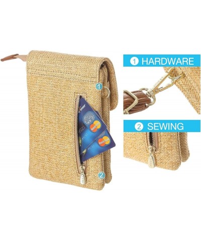 Roomy Pockets Small Crossbody Bags Cell Phone Wallet Purses for Women Grass Weaving White $18.21 Crossbody Bags