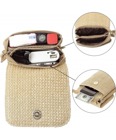 Roomy Pockets Small Crossbody Bags Cell Phone Wallet Purses for Women Grass Weaving White $18.21 Crossbody Bags