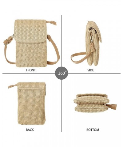 Roomy Pockets Small Crossbody Bags Cell Phone Wallet Purses for Women Grass Weaving White $18.21 Crossbody Bags