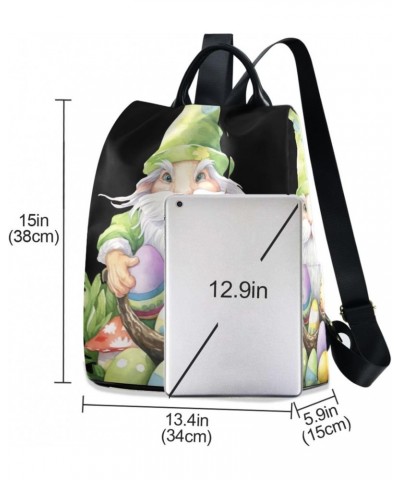 Easter Gnome Colorful Egg Womens Backpack Purse Shoulder Bag Travel Backpack Bookbag Casual Satchel Bags for Travel Work Wome...