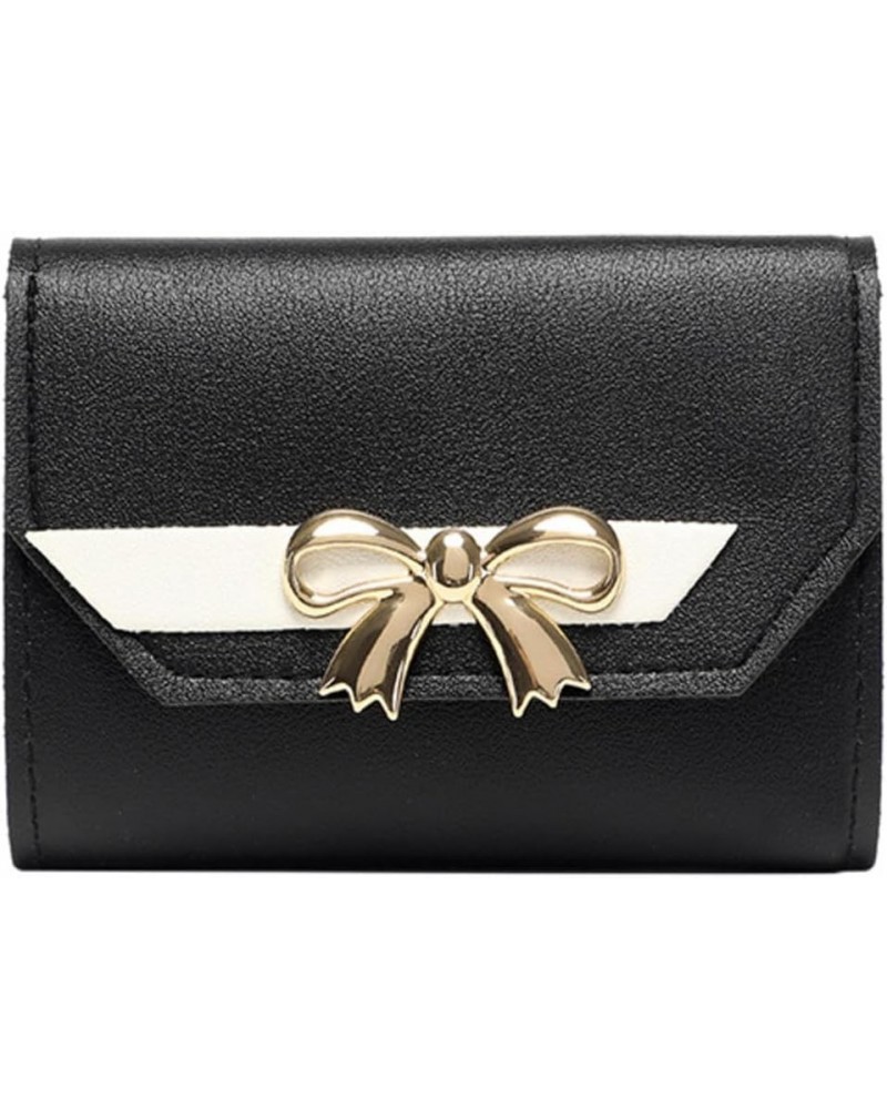 New Ladies' Purse Color-Blocking Bow Card Holder Short Multiple Card Slots Wallet 11.5*2*8.5 Heise $29.97 Wallets