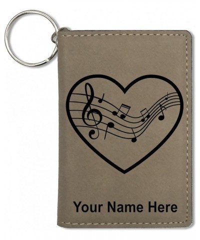 ID Holder Wallet, Music Staff Heart, Personalized Engraving Included (Rustic) Light Brown $11.48 Wallets