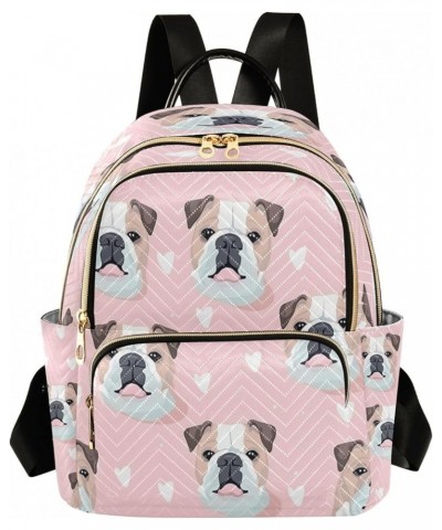 Pink Heart Pug Dog Women Backpack Purse Ladies Fashion Shoulder Bag Daypack Travel Bag 10L Small $15.75 Backpacks