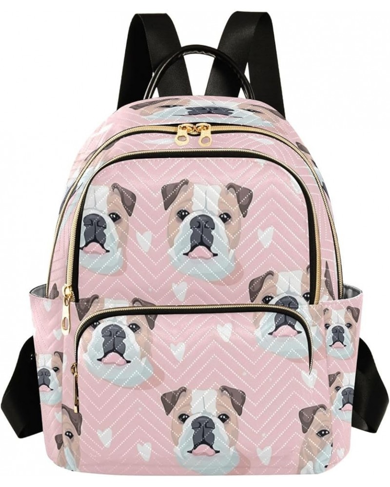 Pink Heart Pug Dog Women Backpack Purse Ladies Fashion Shoulder Bag Daypack Travel Bag 10L Small $15.75 Backpacks