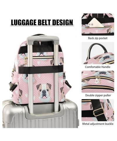 Pink Heart Pug Dog Women Backpack Purse Ladies Fashion Shoulder Bag Daypack Travel Bag 10L Small $15.75 Backpacks