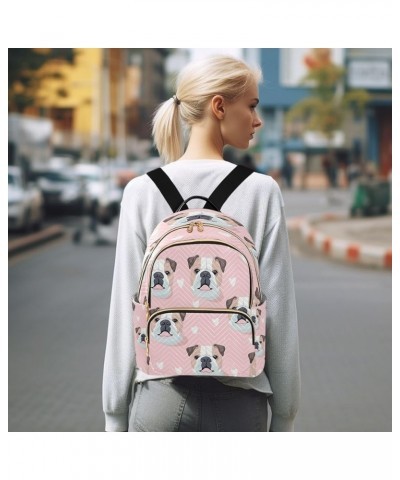 Pink Heart Pug Dog Women Backpack Purse Ladies Fashion Shoulder Bag Daypack Travel Bag 10L Small $15.75 Backpacks