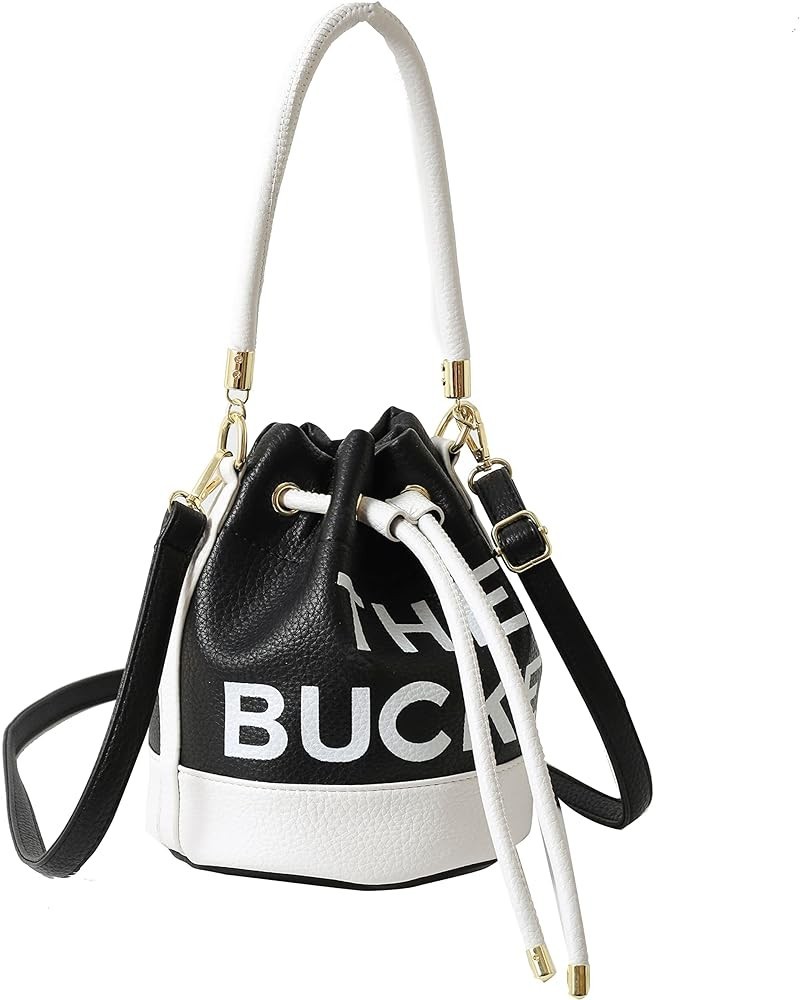 The Bucket Bag for Women, Small Leather Bucket Bag Purses, Crossbody/Handbag/Hobo Bag(7.9 * 7.9 * 8.3in) Splicing Black $17.6...