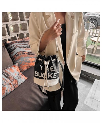 The Bucket Bag for Women, Small Leather Bucket Bag Purses, Crossbody/Handbag/Hobo Bag(7.9 * 7.9 * 8.3in) Splicing Black $17.6...