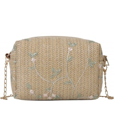 Chain bag straw bag flower lady's vacation bag versatile cross-body bag, khaki, 16 * 6.5 * 10.5cm Khaki 16*6.5*10.5cm $13.51 ...