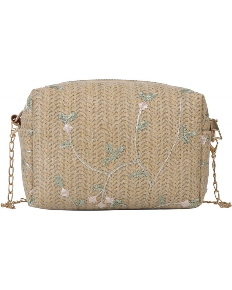 Chain bag straw bag flower lady's vacation bag versatile cross-body bag, khaki, 16 * 6.5 * 10.5cm Khaki 16*6.5*10.5cm $13.51 ...