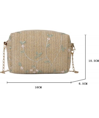 Chain bag straw bag flower lady's vacation bag versatile cross-body bag, khaki, 16 * 6.5 * 10.5cm Khaki 16*6.5*10.5cm $13.51 ...