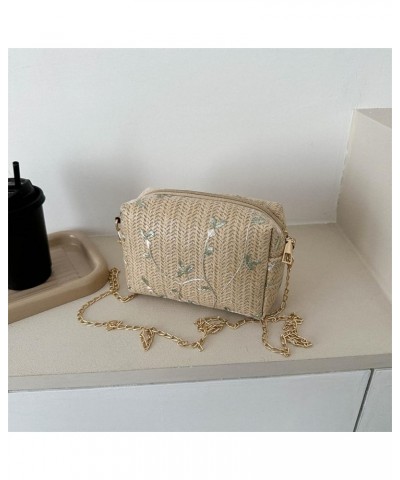 Chain bag straw bag flower lady's vacation bag versatile cross-body bag, khaki, 16 * 6.5 * 10.5cm Khaki 16*6.5*10.5cm $13.51 ...