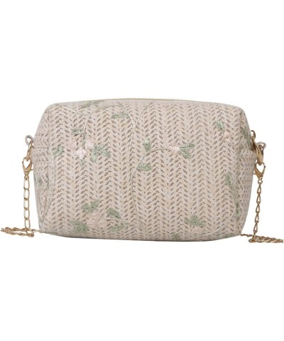 Chain bag straw bag flower lady's vacation bag versatile cross-body bag, khaki, 16 * 6.5 * 10.5cm Khaki 16*6.5*10.5cm $13.51 ...