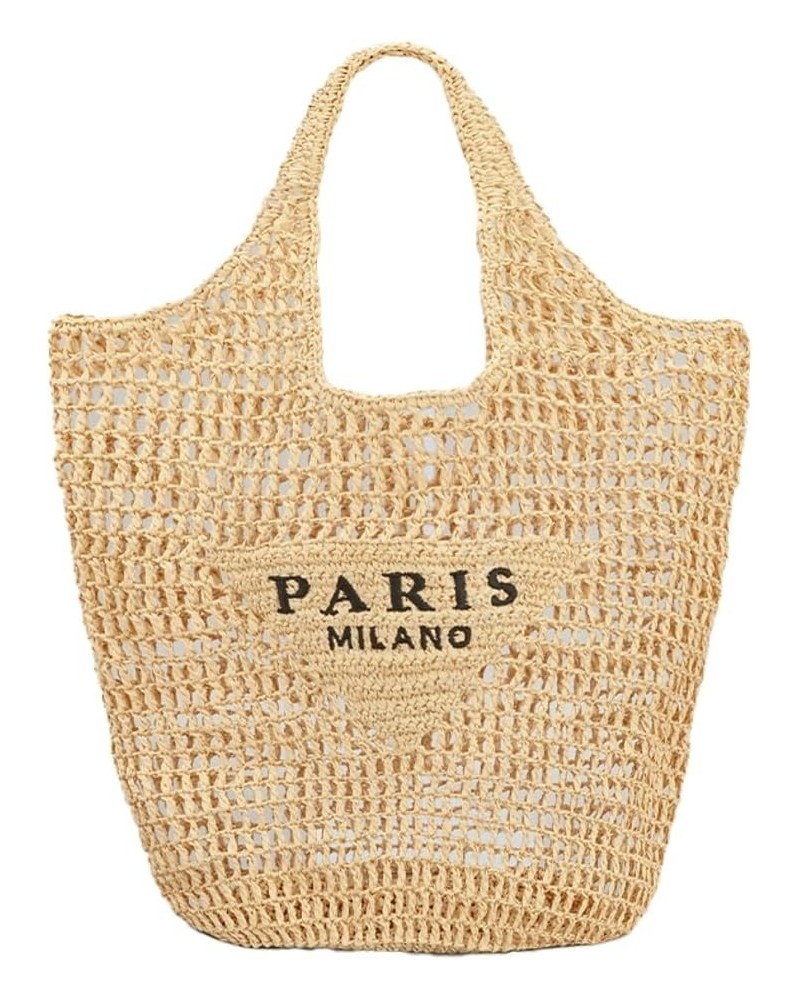 Beach Mesh Bag for Women Casual Straw Tote Bag Hollow Foldable Hobo Shoulder Bag For Beach Travel Vacation Khaki $14.62 Totes