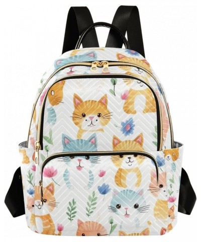 Small Backpack Purse for Women, Cute Cat Flowers Travel Bag Casual Daypack Shoulder Bag Medium $20.87 Backpacks