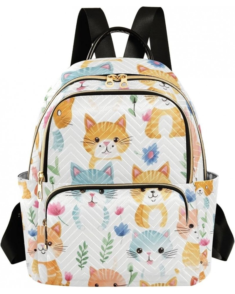 Small Backpack Purse for Women, Cute Cat Flowers Travel Bag Casual Daypack Shoulder Bag Medium $20.87 Backpacks