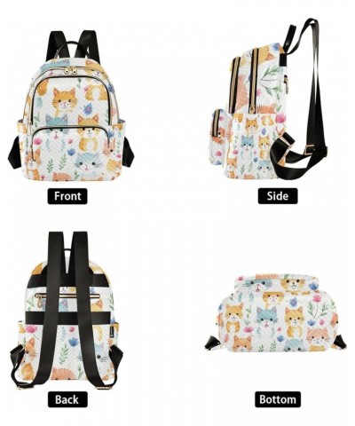 Small Backpack Purse for Women, Cute Cat Flowers Travel Bag Casual Daypack Shoulder Bag Medium $20.87 Backpacks