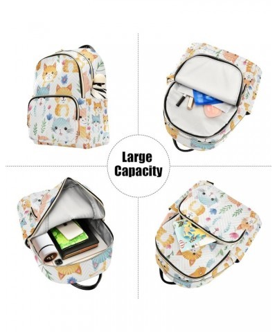 Small Backpack Purse for Women, Cute Cat Flowers Travel Bag Casual Daypack Shoulder Bag Medium $20.87 Backpacks