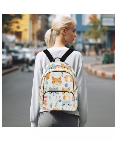 Small Backpack Purse for Women, Cute Cat Flowers Travel Bag Casual Daypack Shoulder Bag Medium $20.87 Backpacks