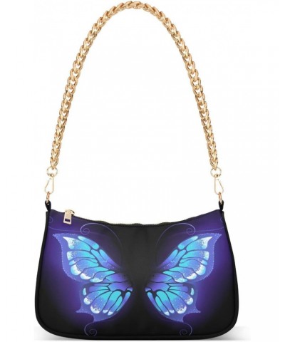 Purple Butterfly Abstract Small Chain Shoulder Bag for Women Travel Hobo Tote Handbag Clutch Purse with Zipper $14.70 Totes