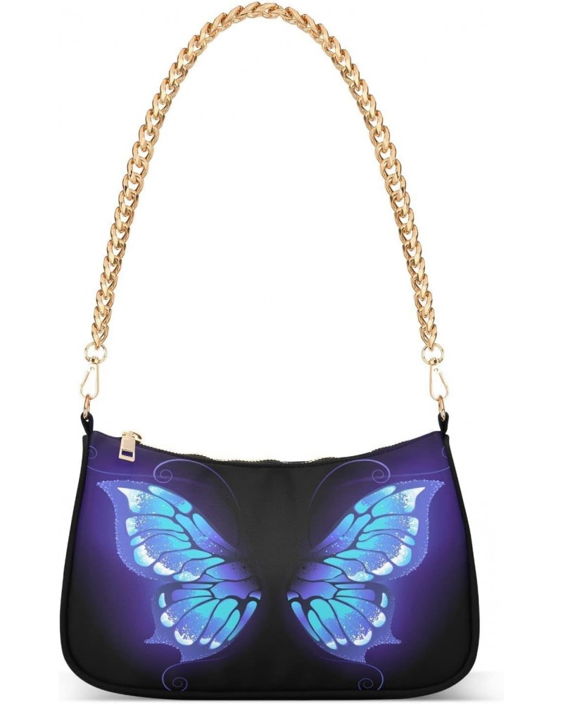 Purple Butterfly Abstract Small Chain Shoulder Bag for Women Travel Hobo Tote Handbag Clutch Purse with Zipper $14.70 Totes