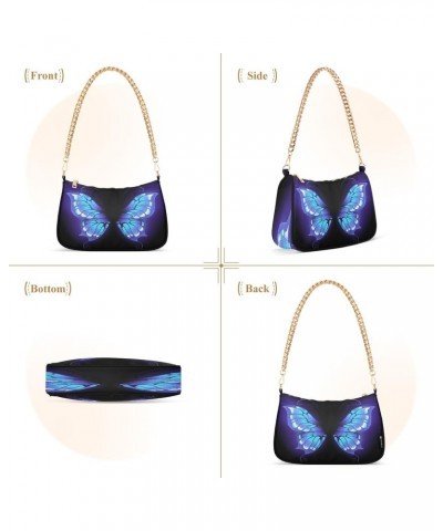 Purple Butterfly Abstract Small Chain Shoulder Bag for Women Travel Hobo Tote Handbag Clutch Purse with Zipper $14.70 Totes