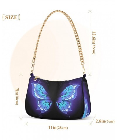 Purple Butterfly Abstract Small Chain Shoulder Bag for Women Travel Hobo Tote Handbag Clutch Purse with Zipper $14.70 Totes