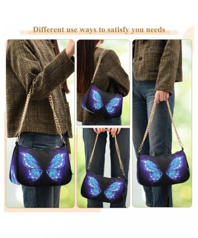 Purple Butterfly Abstract Small Chain Shoulder Bag for Women Travel Hobo Tote Handbag Clutch Purse with Zipper $14.70 Totes