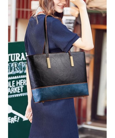 Tote Bag Women 4pcs Handbag Color Contrast Shoulder Bags Simple Satchel Purse-Brown Black $43.33 Totes