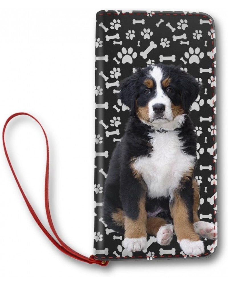 Women's Leather Long Wallet Design Lovely Border Collie Dog Paws Pattern, Dog mom gifts $16.75 Wallets