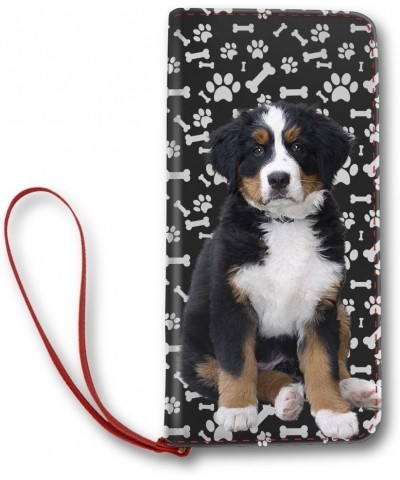 Women's Leather Long Wallet Design Lovely Border Collie Dog Paws Pattern, Dog mom gifts $16.75 Wallets