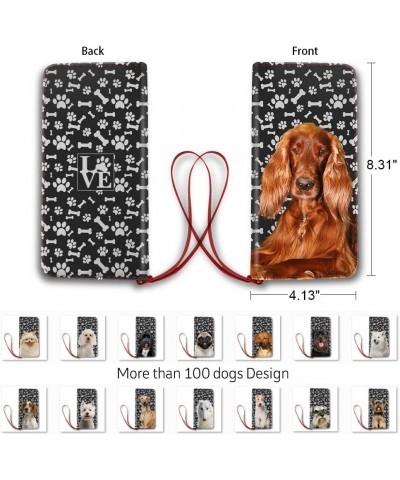 Women's Leather Long Wallet Design Lovely Border Collie Dog Paws Pattern, Dog mom gifts $16.75 Wallets