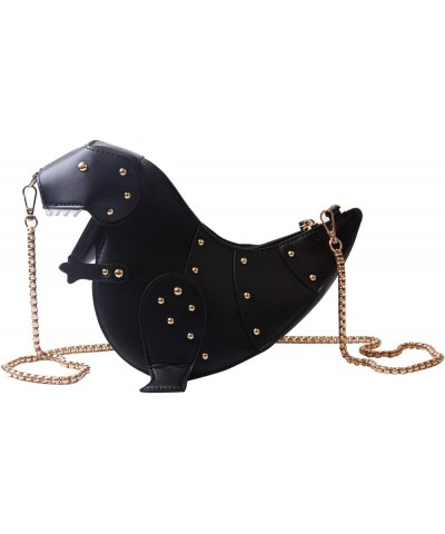 Women Dinosaur Shape Shoulder Bag Rivet Chic Purse Whale Animal Bags Novelty Crossbody Bags For Girls Black $25.21 Totes