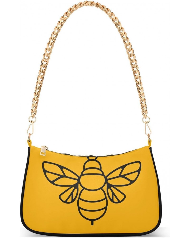 Shoulder Bag for Women Purse Clutch Bee on Yellow Chain Shoulder Tote Handbag with Zipper Closure(238ri4f) $19.19 Shoulder Bags