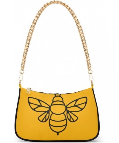 Shoulder Bag for Women Purse Clutch Bee on Yellow Chain Shoulder Tote Handbag with Zipper Closure(238ri4f) $19.19 Shoulder Bags