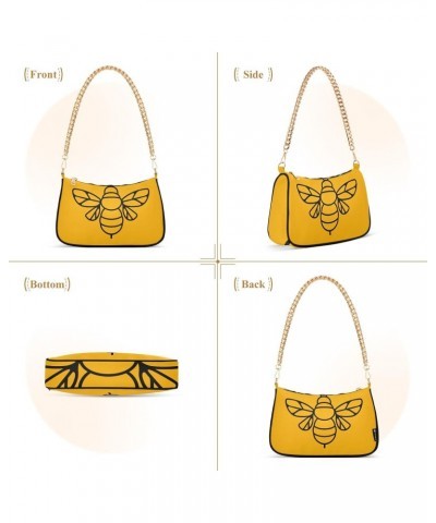 Shoulder Bag for Women Purse Clutch Bee on Yellow Chain Shoulder Tote Handbag with Zipper Closure(238ri4f) $19.19 Shoulder Bags