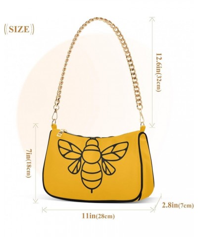 Shoulder Bag for Women Purse Clutch Bee on Yellow Chain Shoulder Tote Handbag with Zipper Closure(238ri4f) $19.19 Shoulder Bags