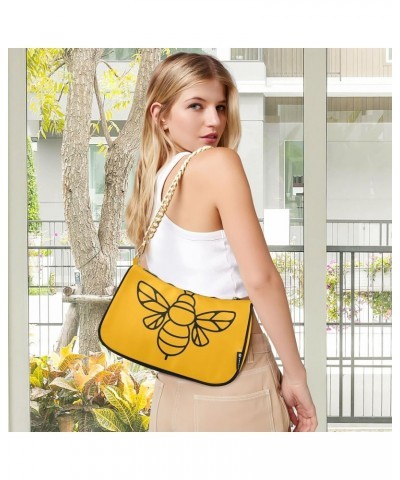 Shoulder Bag for Women Purse Clutch Bee on Yellow Chain Shoulder Tote Handbag with Zipper Closure(238ri4f) $19.19 Shoulder Bags