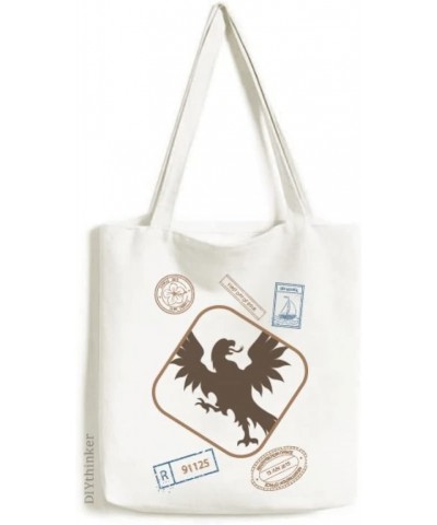 Europ Animals National Emblem Vulture Stamp Shopping Ecofriendly Storage Canvas Tote Bag $17.35 Totes