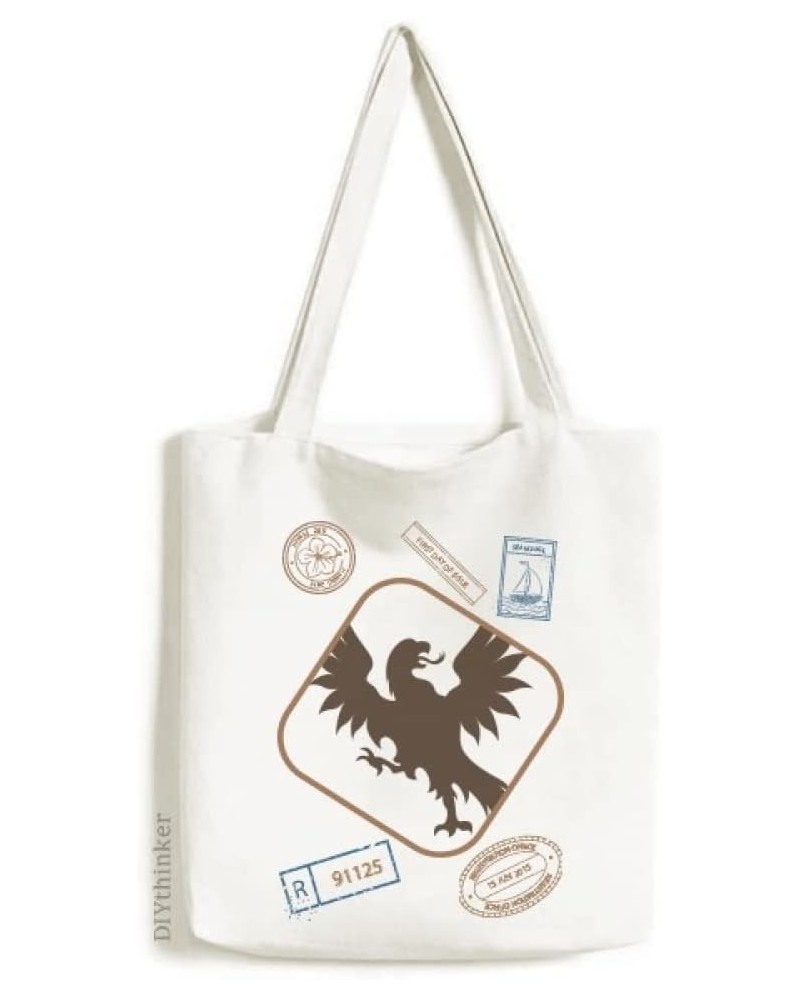 Europ Animals National Emblem Vulture Stamp Shopping Ecofriendly Storage Canvas Tote Bag $17.35 Totes